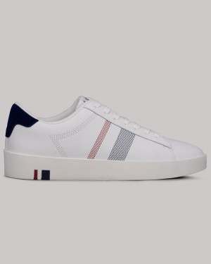 Basket Ben Sherman Boxwell Blanche Bleu Marine Rouge | 02941-ANFT