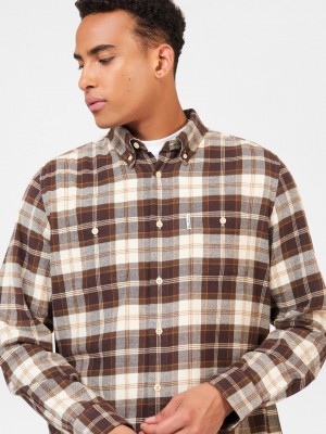 Chemises Ben Sherman Brushed Plain Check Chocolat | 61370-BRLI