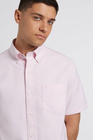 Chemises Ben Sherman Short Sleeve Brighton Oxford Organic Rose | 06218-UVFN