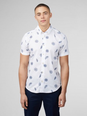 Chemises Ben Sherman Signature Floral Blanche | 20135-SGUH