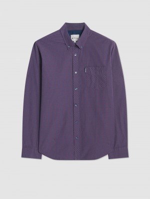 Chemises Ben Sherman Signature Gingham Long-Sleeve Violette | 13790-ZTON