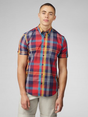 Chemises Ben Sherman Signature Large Madras Check Rouge | 04178-CUHS