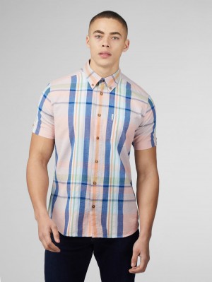 Chemises Ben Sherman Signature Seersucker Check Rose | 80531-YASI