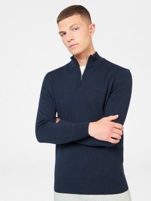 Knitwear Ben Sherman Merino Half-Zip Bleu Marine | 90713-PALB