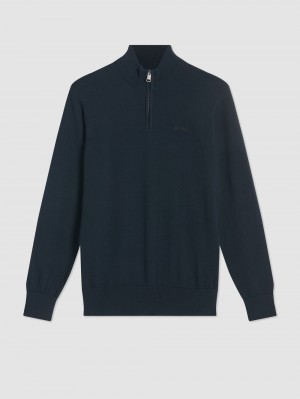 Knitwear Ben Sherman Merino Half-Zip Noir | 27893-AKXD