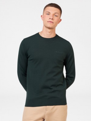 Knitwear Ben Sherman Signature Merino Crewneck Vert Foncé | 74120-TXDG