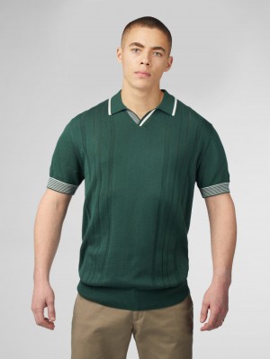 Knitwear Ben Sherman Signature Open Neck Polo Vert | 03156-RPZO