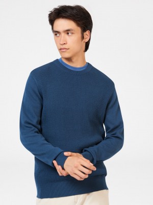 Knitwear Ben Sherman Textured Crewneck Indigo | 75230-NJWK