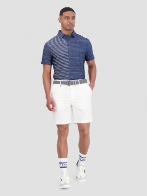 Polos Ben Sherman Melange Stripes Color Block Tech Jersey Sports Fit Bleu Marine | 81493-YROU