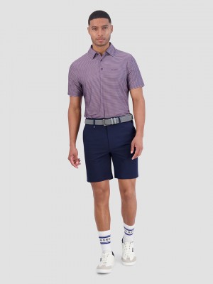 Polos Ben Sherman Mini Stripes Tech Jersey Sports Fit Violette | 42705-QIWB