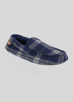 Slipper Ben Sherman Gritti Palace Check Moccasin Bleu Marine | 15478-DHJM