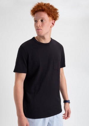 T-Shirt Ben Sherman Garment Dye Beatnik Noir | 73802-KDBF