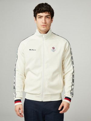 Vestes Ben Sherman Team GB Taped Track Top Blanche | 92145-OQCX