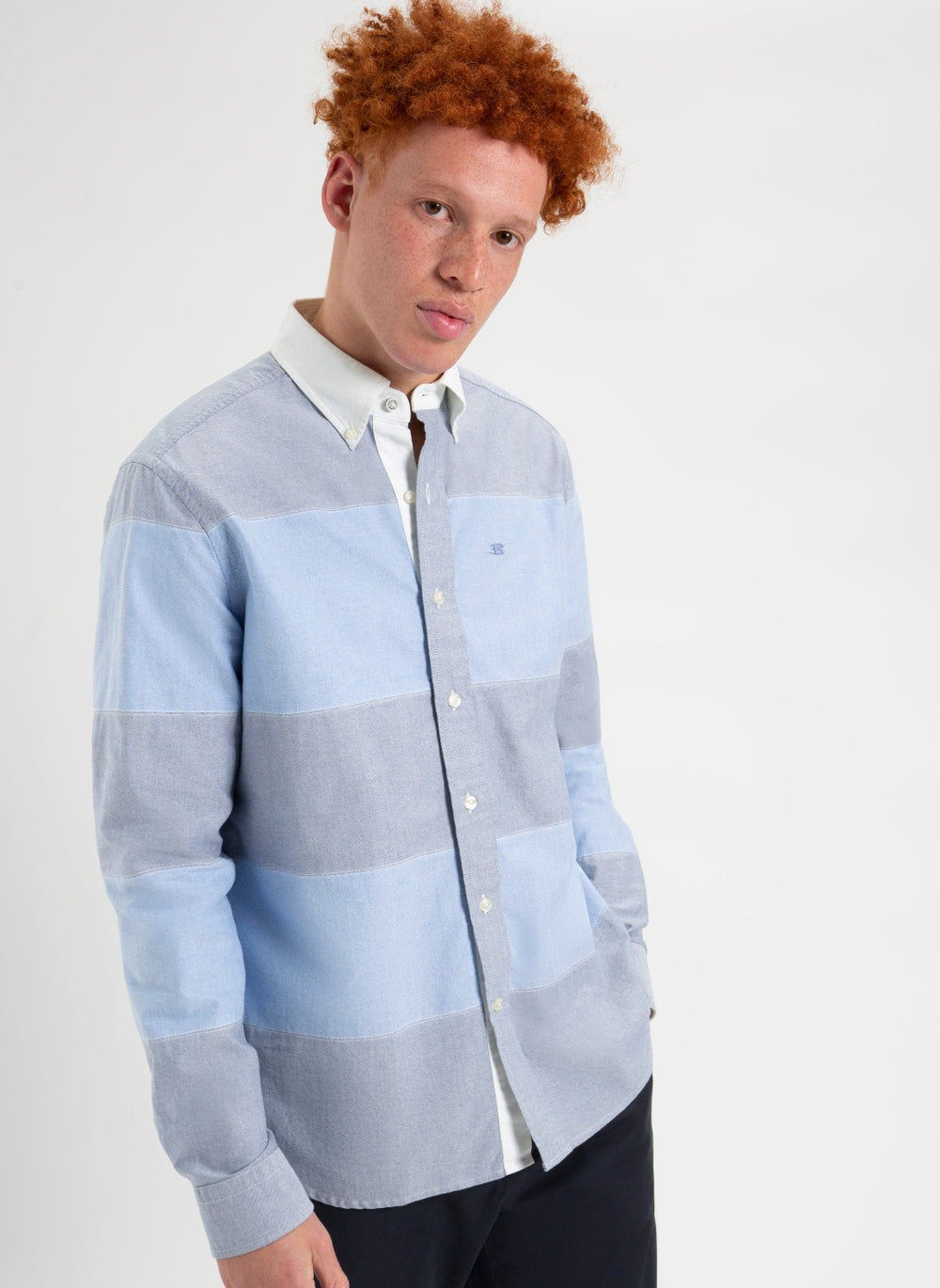 Chemises Ben Sherman Brighton Oxford Garment Dye Rugby Bleu | 74896-SEKX