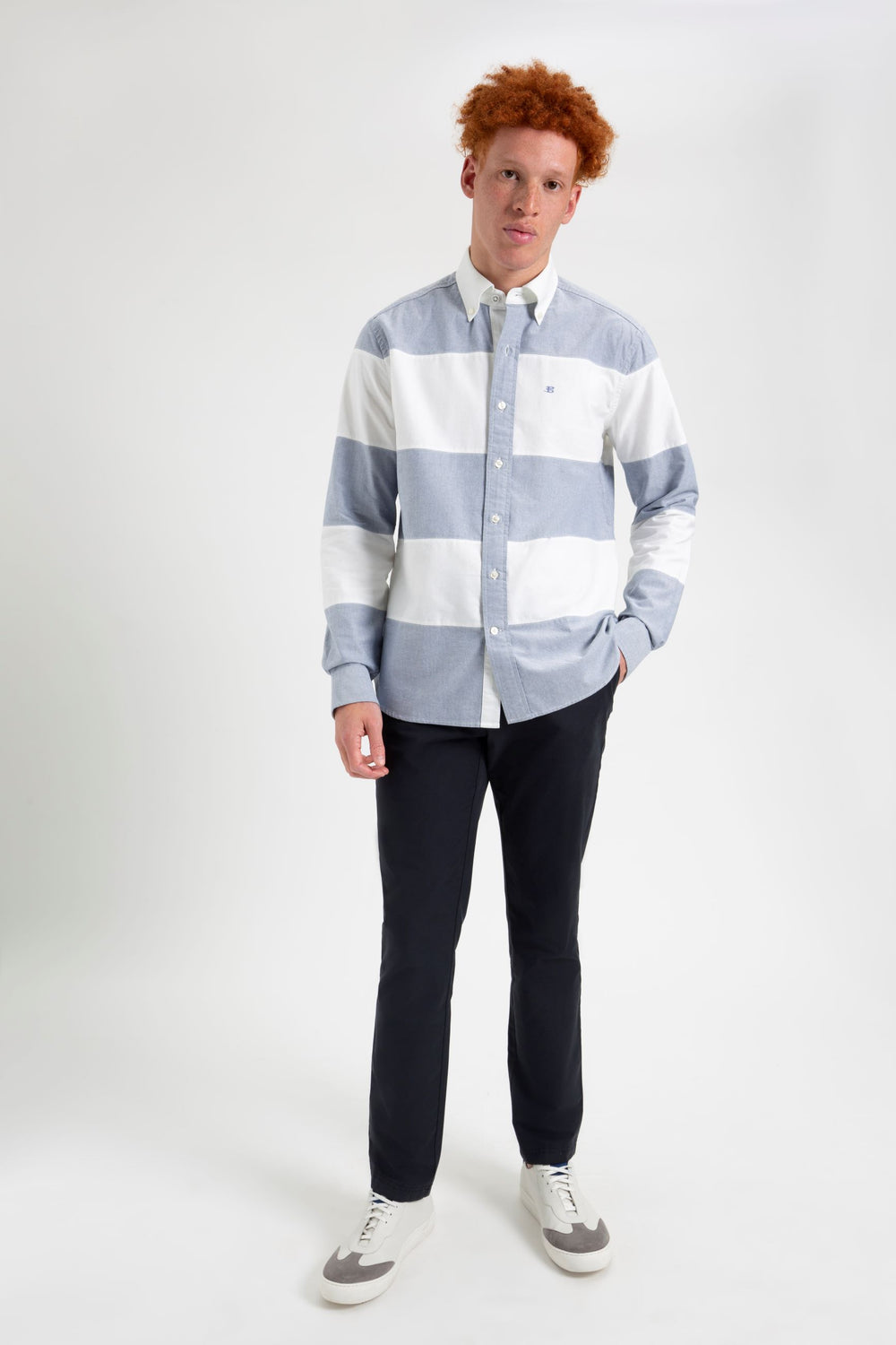 Chemises Ben Sherman Brighton Oxford Organic Garment Dye Rugby Bleu Marine | 03541-NXJZ