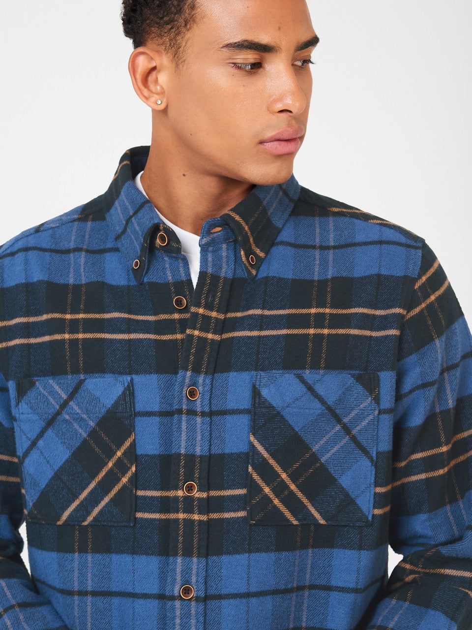 Chemises Ben Sherman Brushed Ivy Check Bleu | 72638-EOYX