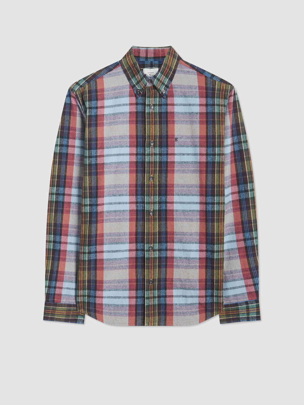 Chemises Ben Sherman Brushed Multicolour Check Oxford Bleu | 26895-OBED