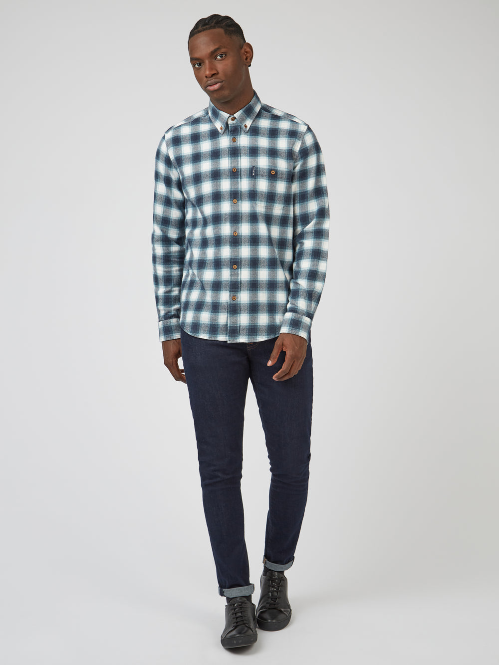 Chemises Ben Sherman Brushed Ombre Check Flannel Vert | 91832-JNBR