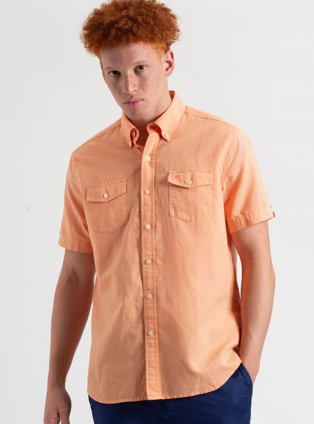 Chemises Ben Sherman Garment Dye Linen Orange | 94013-KMEB