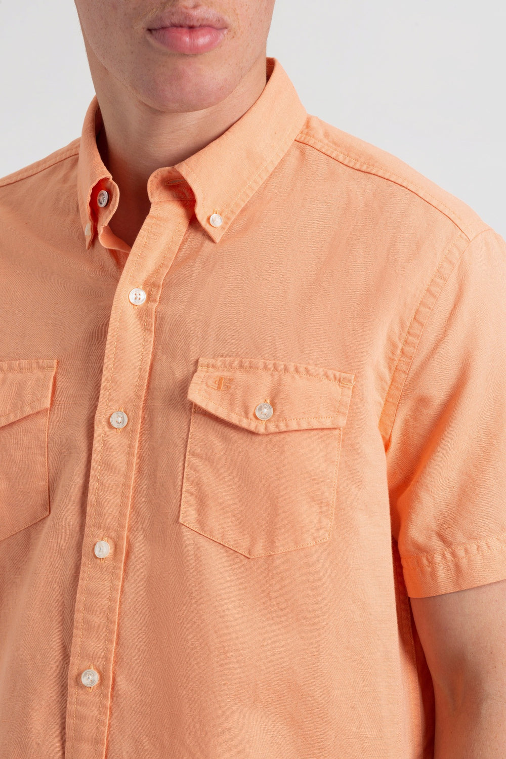 Chemises Ben Sherman Garment Dye Linen Orange | 94013-KMEB