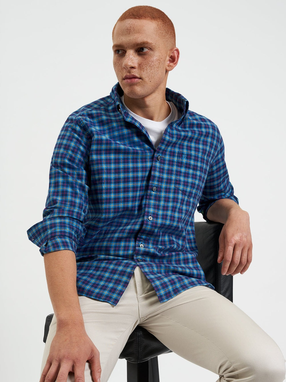 Chemises Ben Sherman House Tartan Twill Bleu Marine | 93528-JLFS