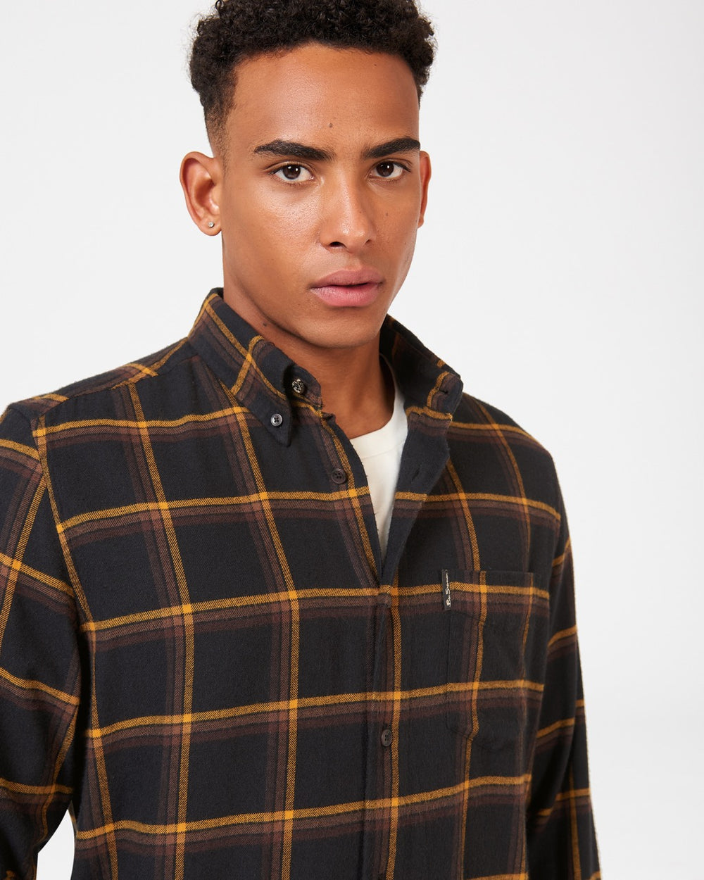 Chemises Ben Sherman Oversized Brushed Check Noir | 25703-BTVA