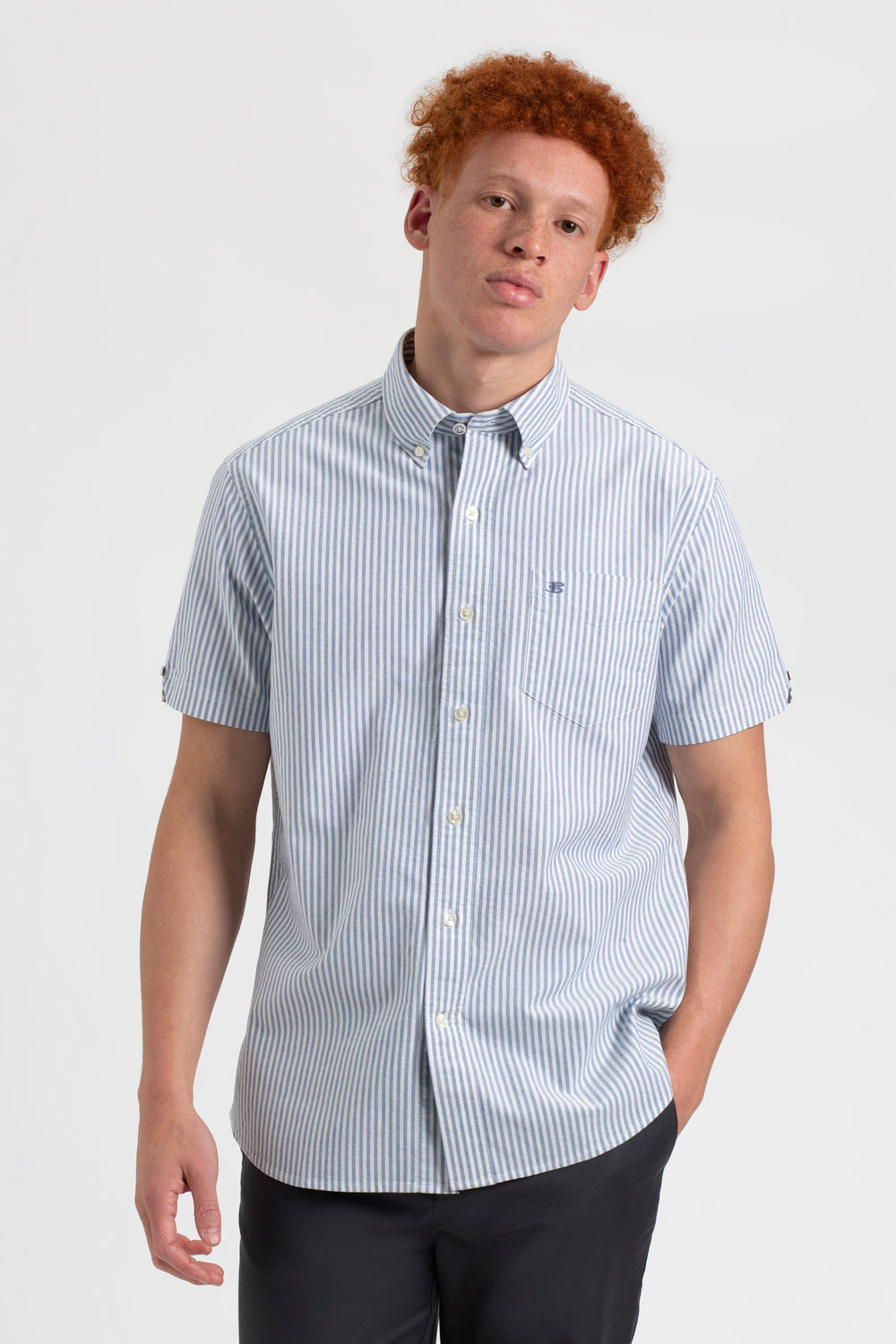 Chemises Ben Sherman Short Sleeve Brighton Oxford Organic Bengal Stripe Indigo Stripes | 80276-HAXC