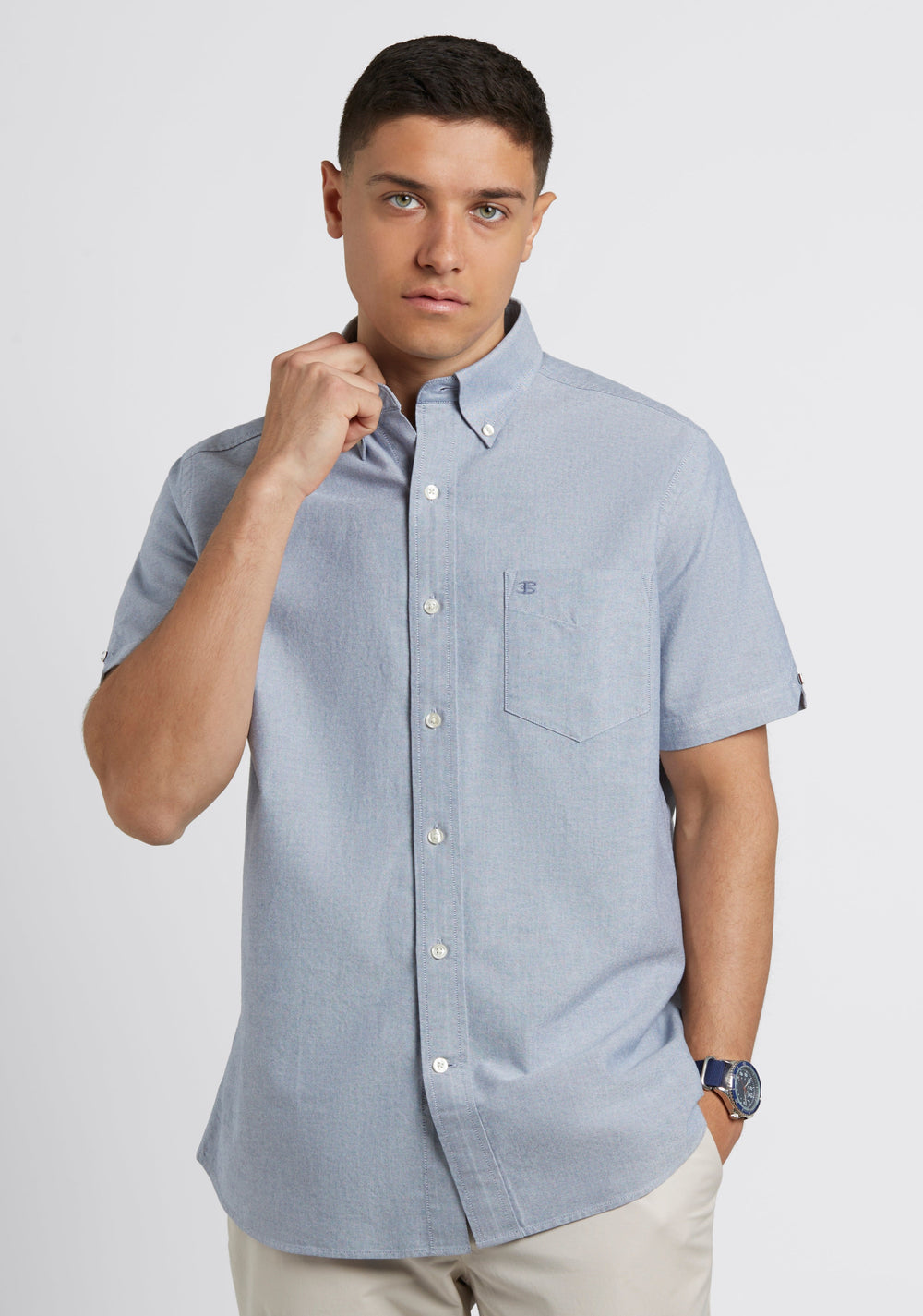 Chemises Ben Sherman Short Sleeve Brighton Oxford Organic Bleu Marine | 29048-VDNB