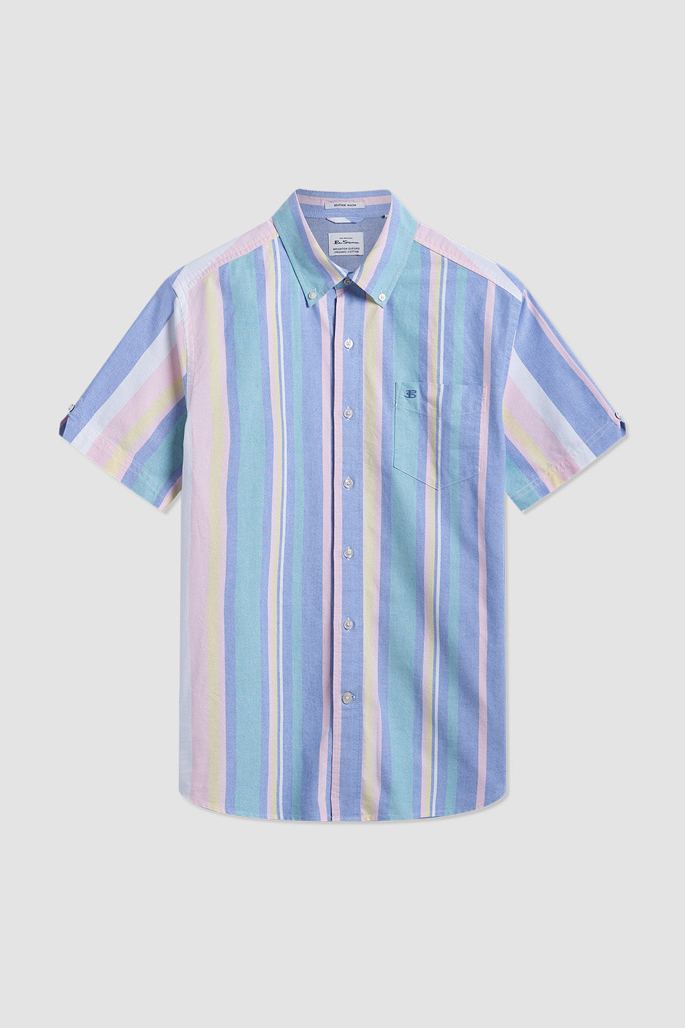 Chemises Ben Sherman Short Sleeve Brighton Oxford Organic Stripe Multicolore Stripes | 26315-NAMH