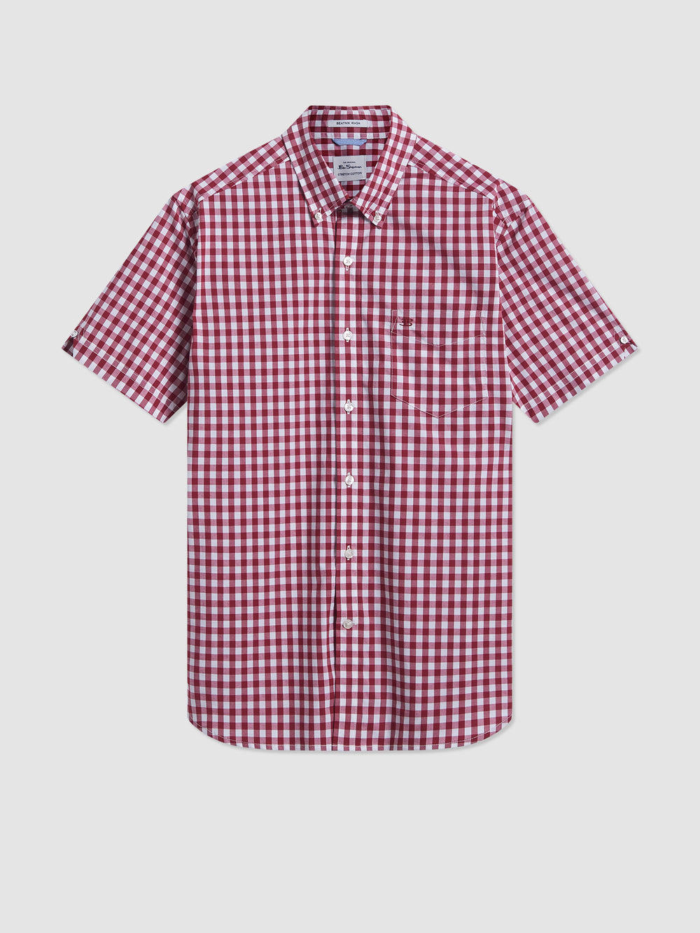 Chemises Ben Sherman Short Sleeve House Poplin Gingham Bordeaux | 61027-PHTA