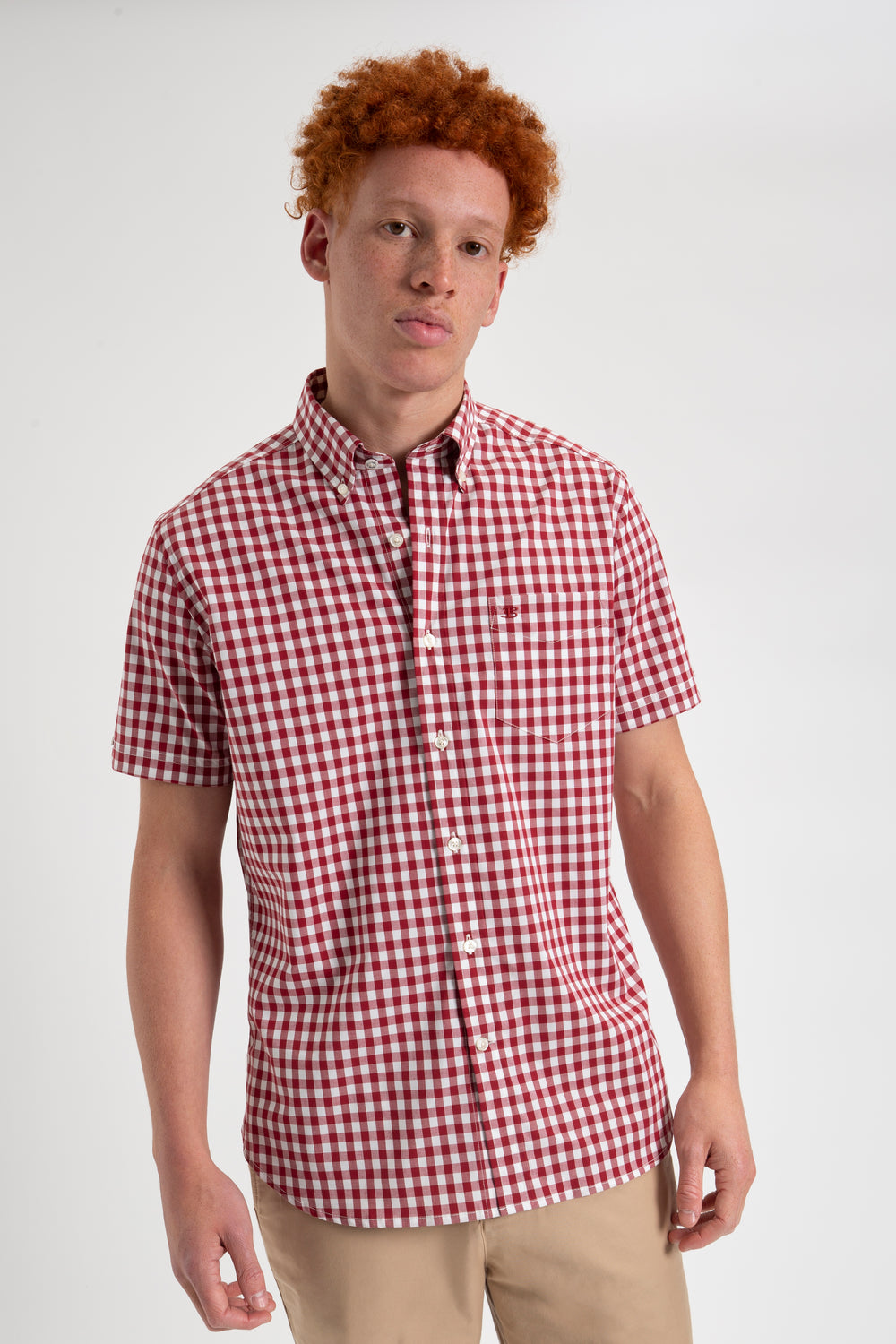 Chemises Ben Sherman Short Sleeve House Poplin Gingham Bordeaux | 61027-PHTA