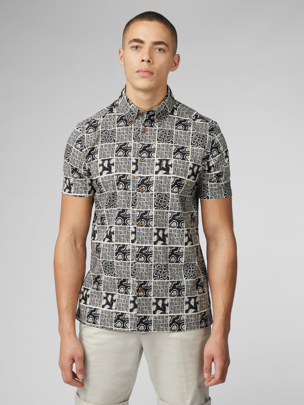 Chemises Ben Sherman Signature Checkerboard Paisley Print Noir | 08371-ZPTI