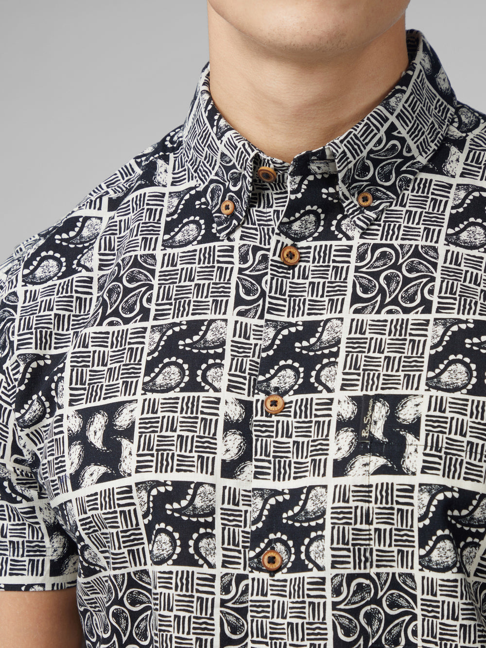 Chemises Ben Sherman Signature Checkerboard Paisley Print Noir | 08371-ZPTI