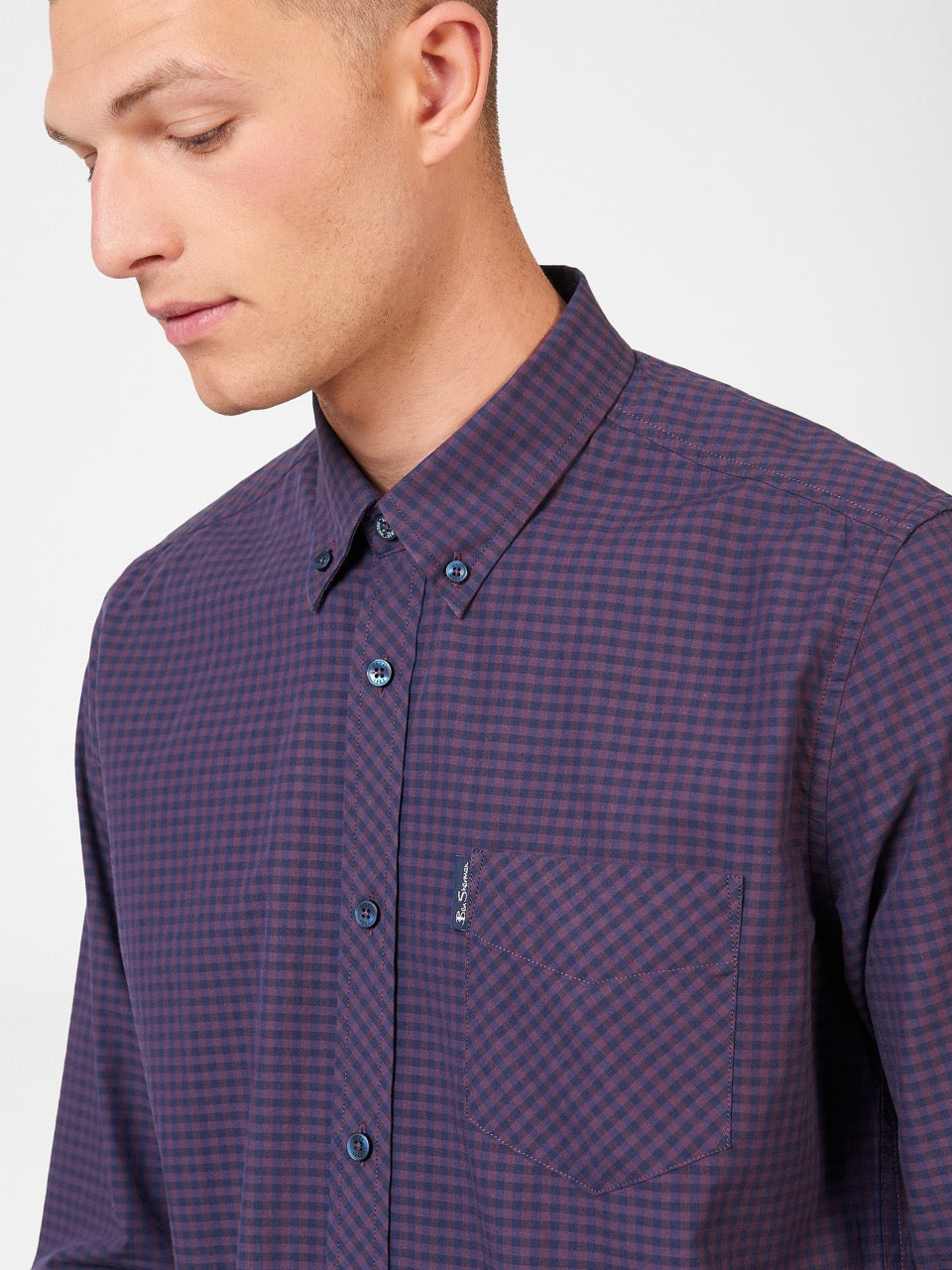 Chemises Ben Sherman Signature Gingham Long-Sleeve Violette | 13790-ZTON