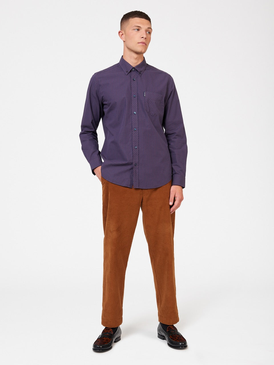 Chemises Ben Sherman Signature Gingham Long-Sleeve Violette | 13790-ZTON