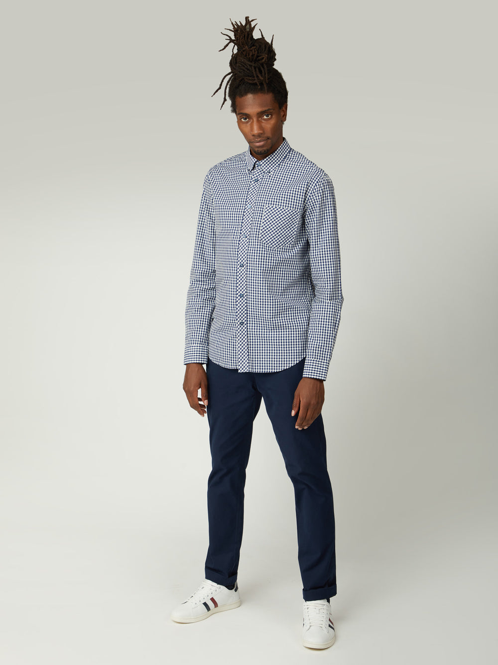 Chemises Ben Sherman Signature Long-Sleeve Gingham Bleu Foncé | 19257-ZLAS