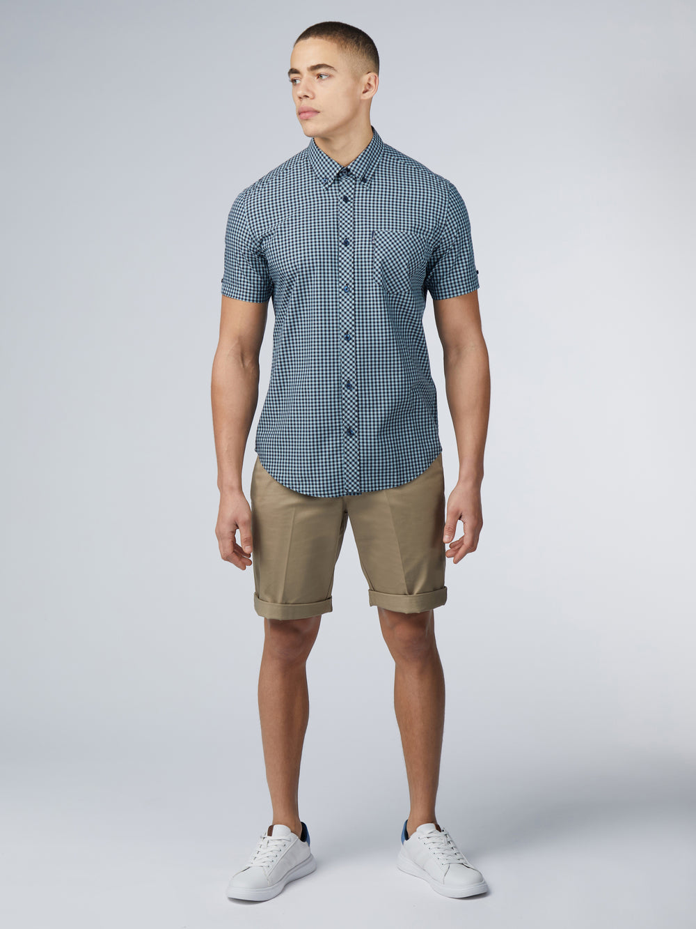 Chemises Ben Sherman Signature Short Sleeve Gingham Bleu | 06948-SAIC