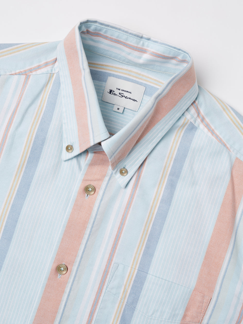 Chemises Ben Sherman The Oxford Ivy Stripe Long-Sleeve Bleu | 79634-QPLE