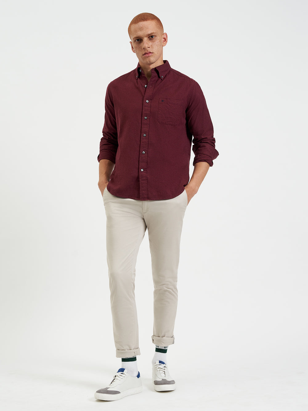 Chemises Ben Sherman Uniform Flannel Bordeaux Bleu Marine Beige | 06235-NQYZ