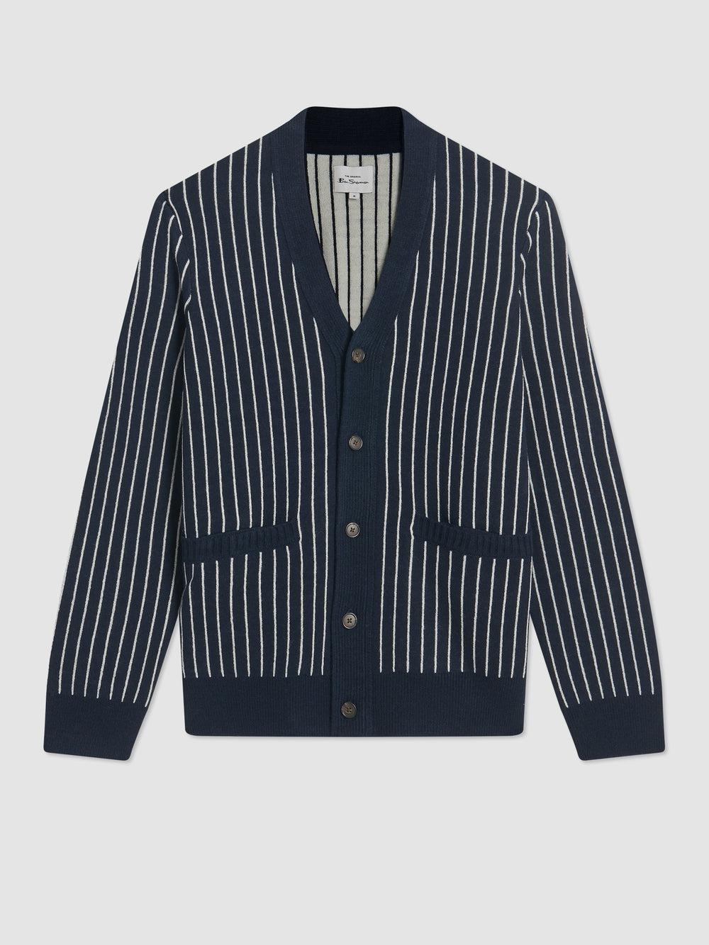 Knitwear Ben Sherman Jacquard Stripe Cardigan Bleu Marine | 54637-MBFV