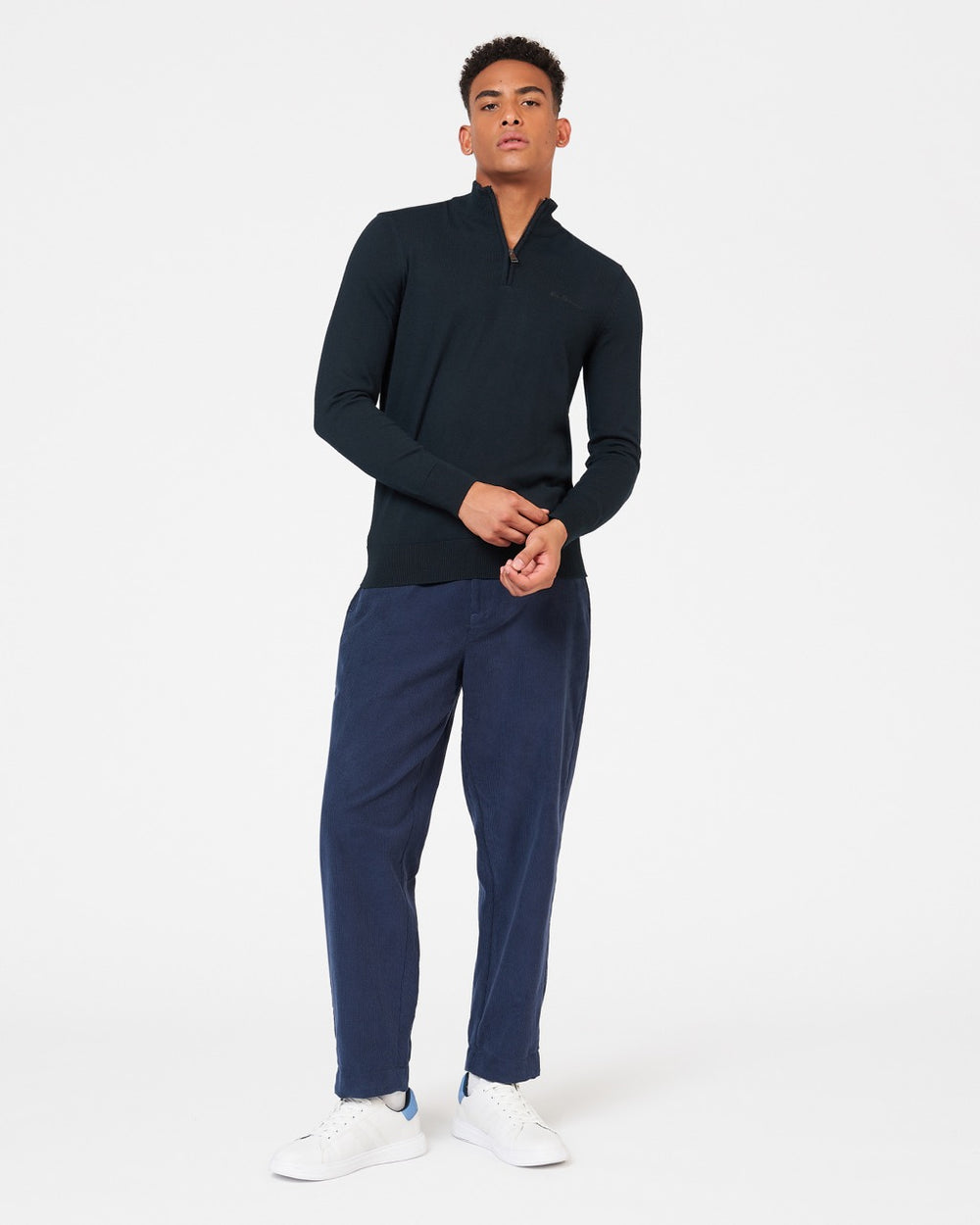 Knitwear Ben Sherman Merino Half-Zip Noir | 27893-AKXD