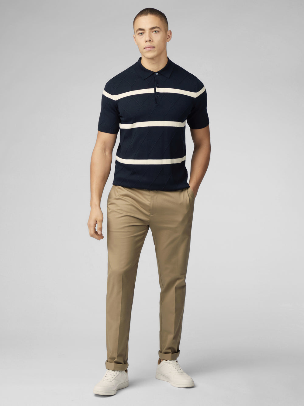 Knitwear Ben Sherman Signature Argyle Stripe Polo Bleu Marine | 54701-QVXF