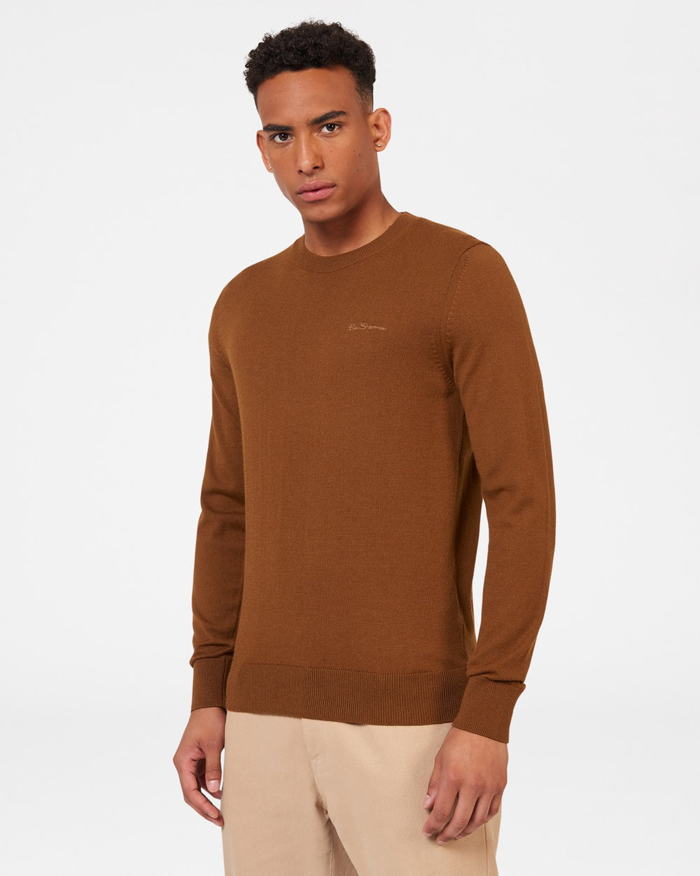 Knitwear Ben Sherman Signature Merino Crewneck Marron | 80491-VAKD