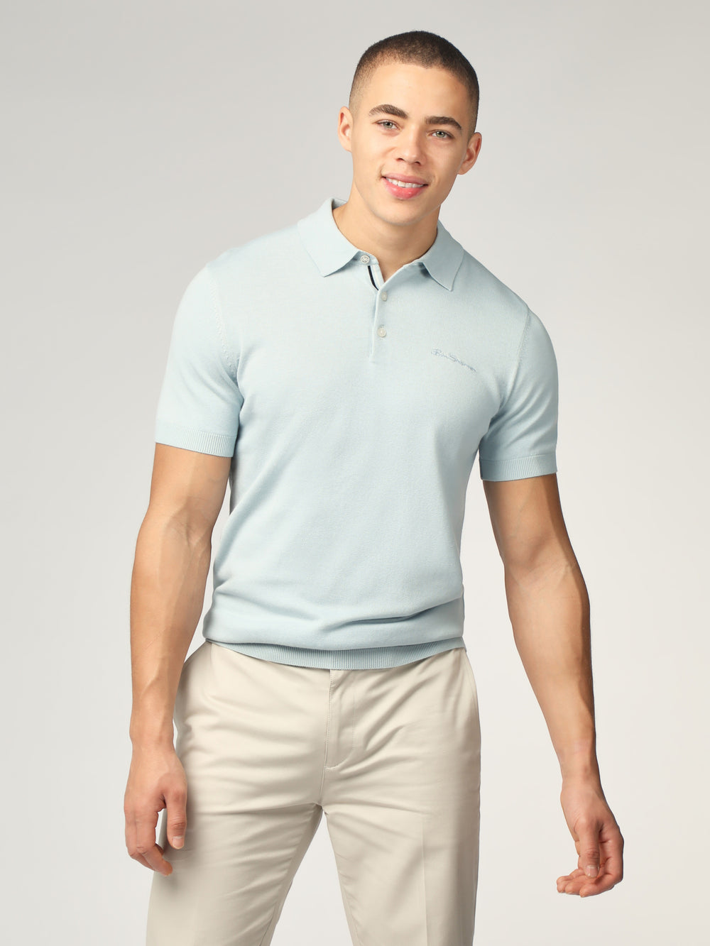 Knitwear Ben Sherman Signature Short Sleeve Polo Bleu | 84910-UHKE