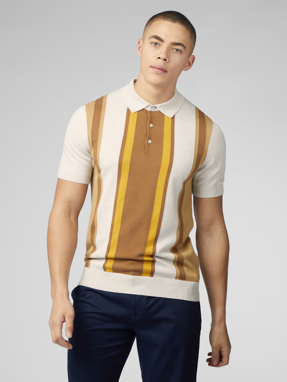 Knitwear Ben Sherman Signature Vertical Stripe Polo Blanche | 37945-ZASX