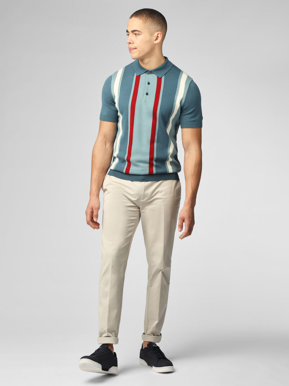 Knitwear Ben Sherman Signature Vertical Stripe Polo Turquoise | 65014-WKAF