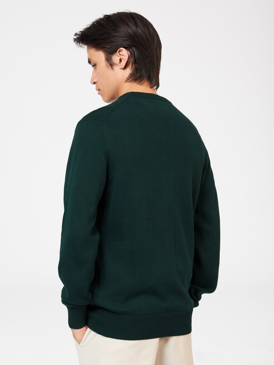 Knitwear Ben Sherman Textured Crewneck Vert Foncé | 23705-WFVN