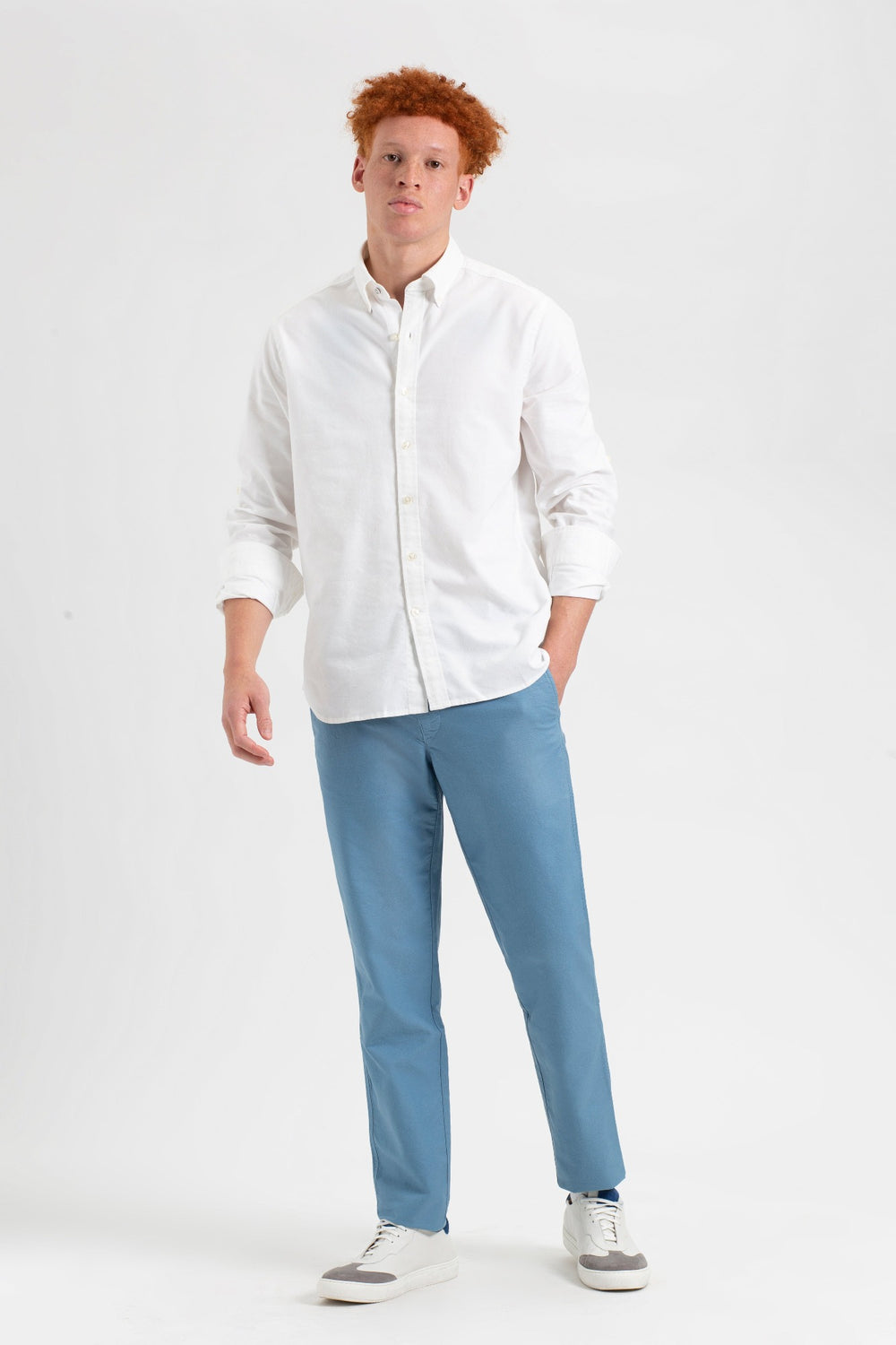 Pantalon Ben Sherman Beatnik Oxford Slim Taper Garment Dye Chino Bleu | 85619-ABQN