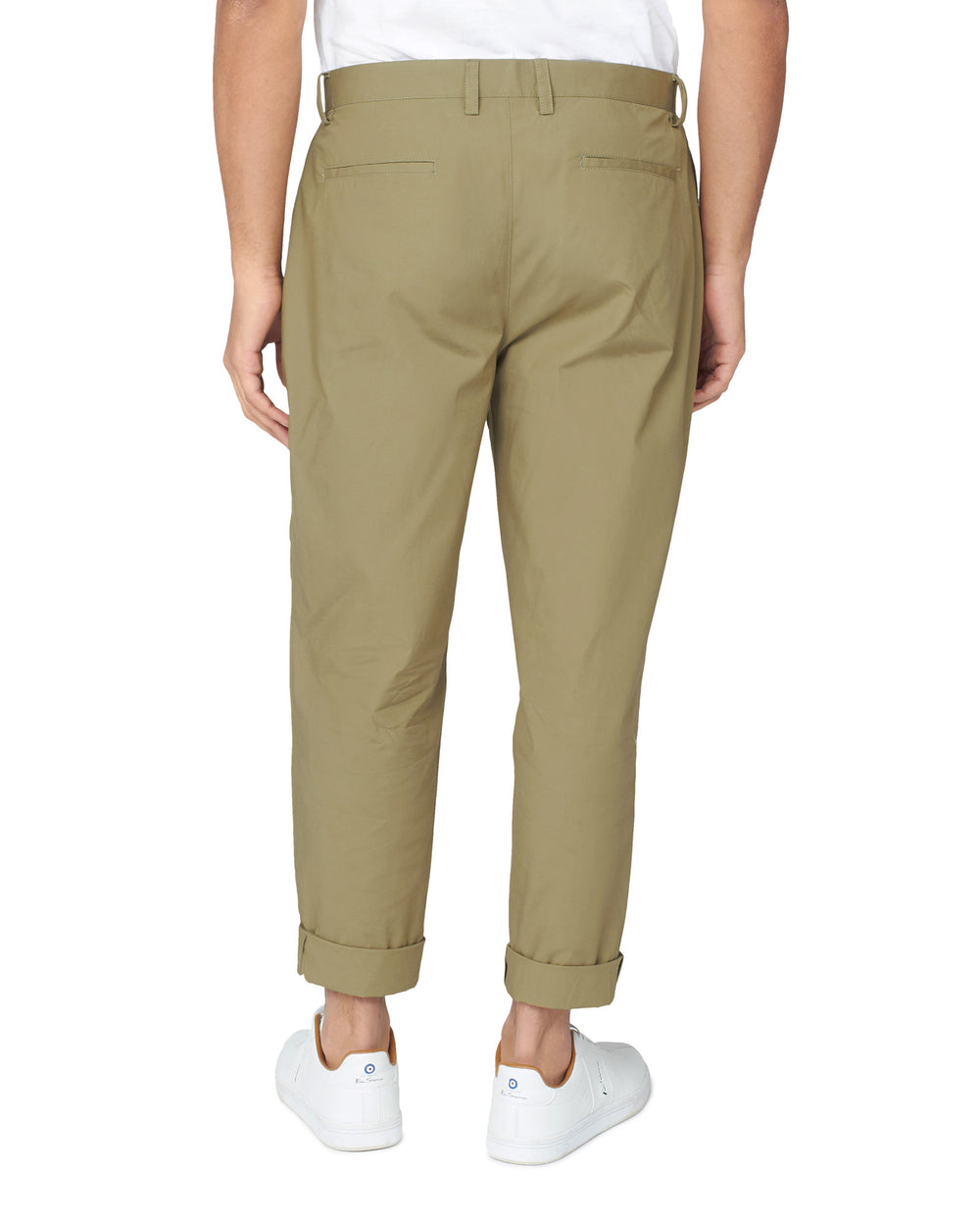 Pantalon Ben Sherman Poplin Relaxed-Taper Pleated Vert Olive | 10694-DTMW