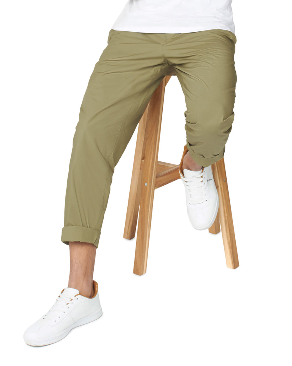 Pantalon Ben Sherman Poplin Relaxed-Taper Pleated Vert Olive | 10694-DTMW